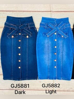 Vinizbena Women’s light Blue Denim Pencil Skirt Waist High RiseStretch Size M L